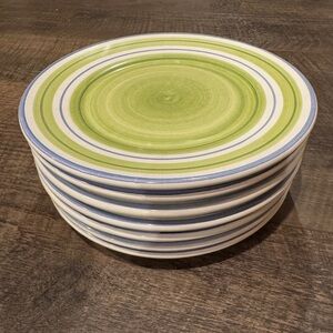 Vintage Italian Caleca Green and Blue Striped Dining set.